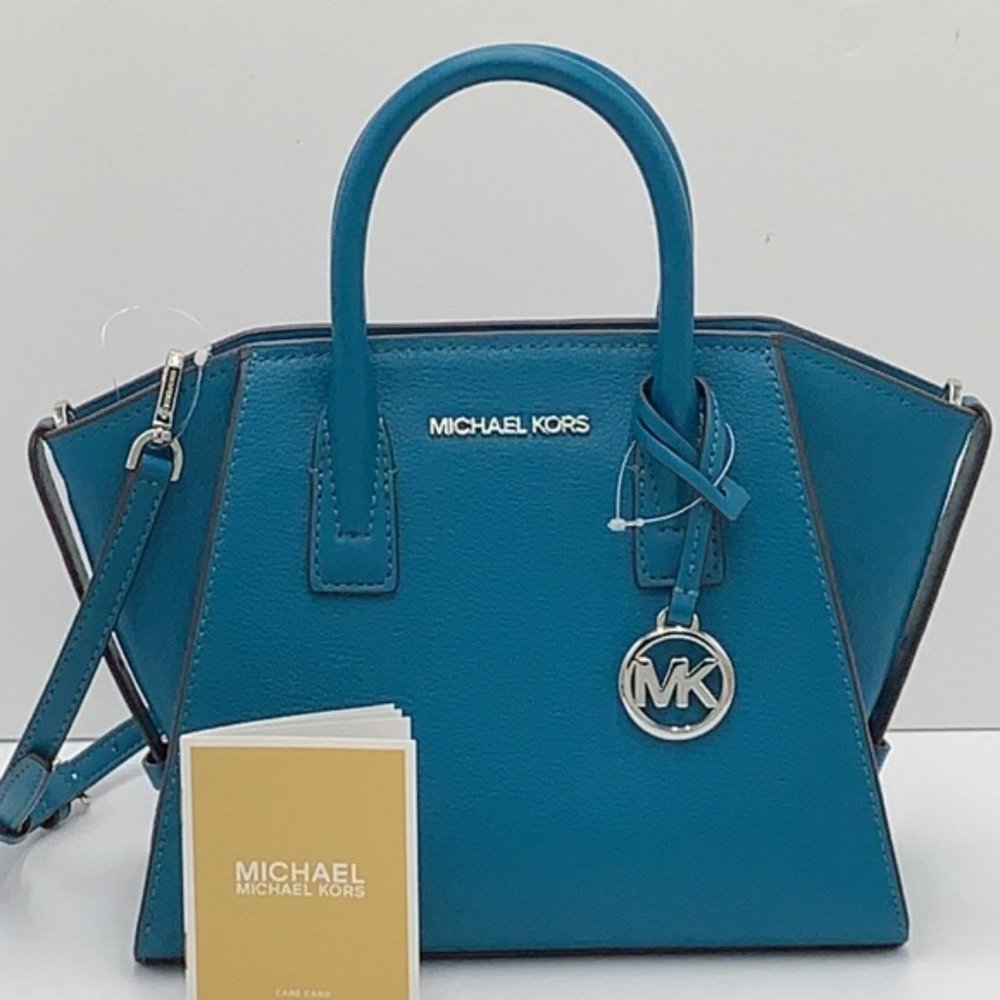Michael Kors Avril Small Leather Top-Zip Satchel Lagoon color - Picture 5 of 16